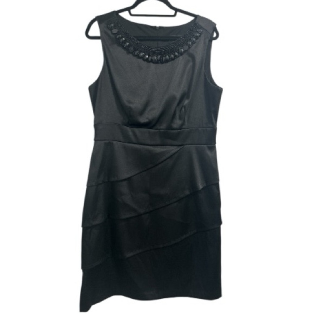 Connected Apparel Elegant Black Tiered Dress